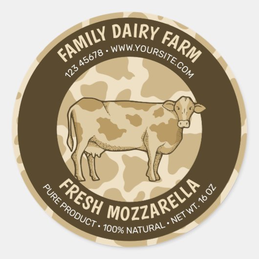 Étiquette rond du profil de vache (Devant)