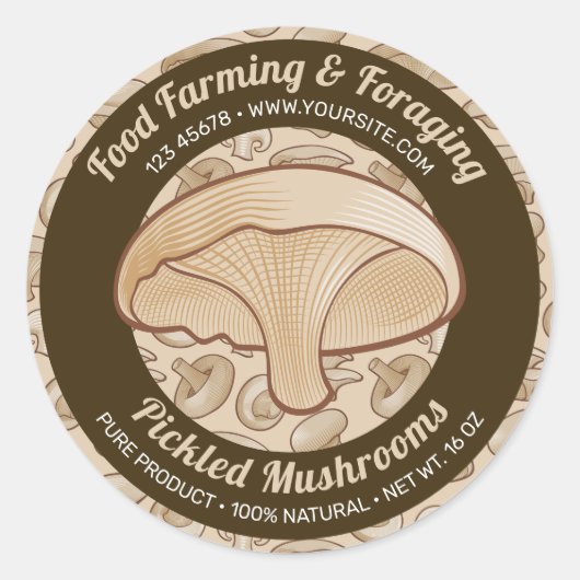 Étiquette rond Icône de champignons (Devant)