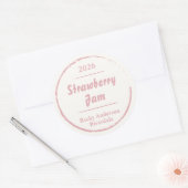 Étiquette rond simple Pink White fait maison (Enveloppe)