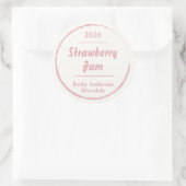 Étiquette rond simple Pink White fait maison (Sac)