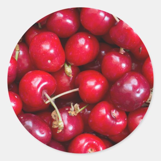 Étiquette ronde classique motif de cerise douce (Devant)