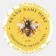 Étiquette ronde de produit de miel d'abeille