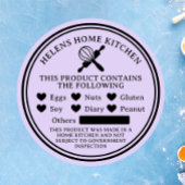 Étiquette ronde Lavender Food Allergy Alert Boulan