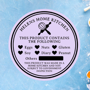 Étiquette ronde Lavender Food Allergy Alert Boulan
