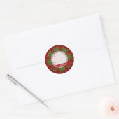 Étiquette ronde Noël rouge+vert (Enveloppe)