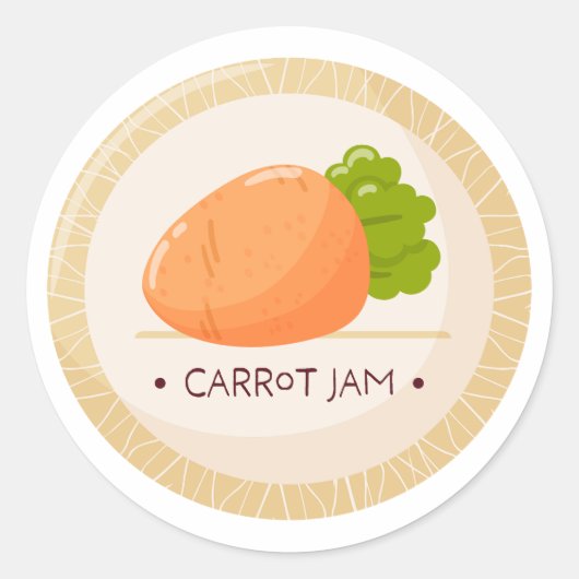 Étiquette ronde pour pot de confiture de carottes (Devant)