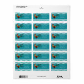 Étiquette Rooster coloré et En vichy Turquoise (Feuille entière)