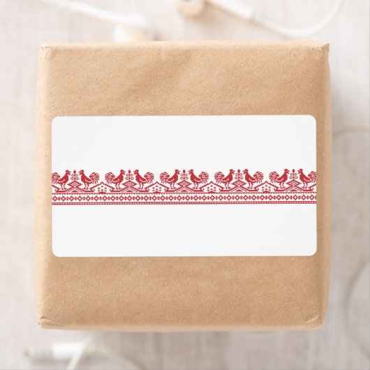 Étiquette Rooster cross-stitch (En situation)