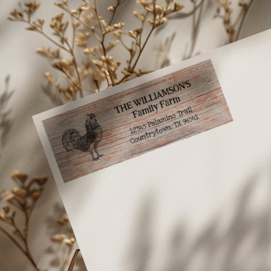 Étiquette Rooster Rustique Vintage Family Farm