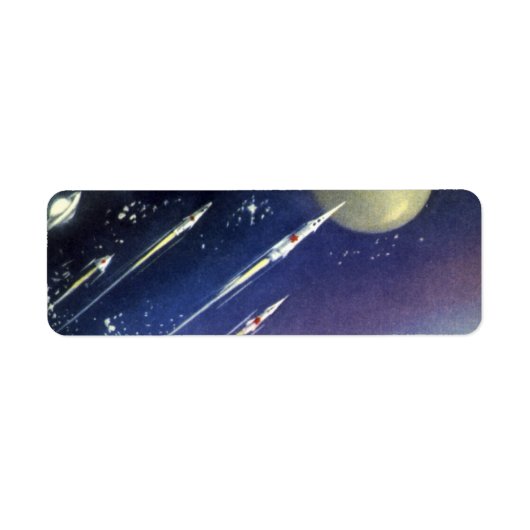 Étiquette Roquettes de science-fiction vintages dans l'espac (Devant)