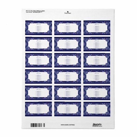 Étiquette Rosace bleue (Feuille entière)