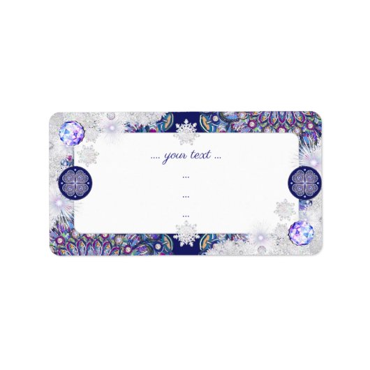 Étiquette Rosace bleue et flocon de neige (Devant)