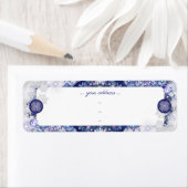 Étiquette Rosace bleue et flocon de neige (En situation)