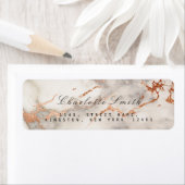 Étiquette Rose Abstrait en cuivre Marbre Retourner l'adresse (En situation)