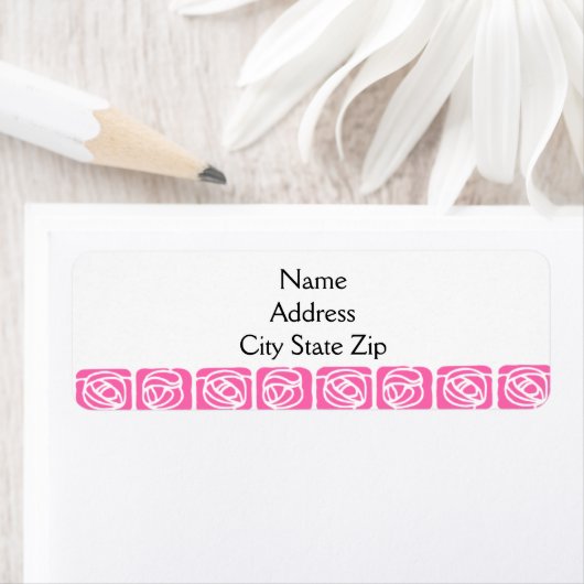 Étiquette Rose Art Nouveau rose personnalisée (En situation)