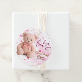 Étiquette rose Baby shower Ours Merci Favor (En situation)