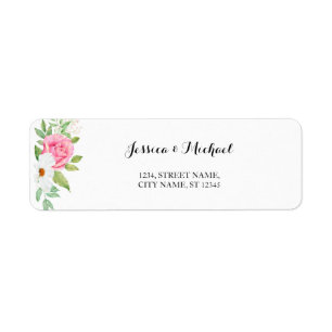 Étiquette Rose Blanc Cosmos Floral Bouquet Mariage