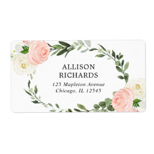 Étiquette Rose blanc et vert fleuri