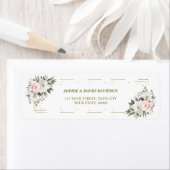 Étiquette Rose Blanc Floral Or Baptême Adresse de retour (En situation)