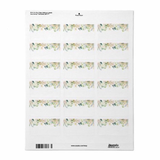 Étiquette Rose blanche | Adresse vide (Feuille entière)