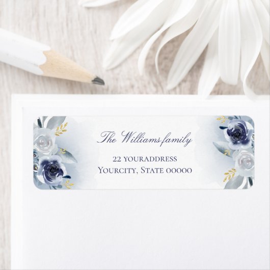 Étiquette rose bleu (En situation)