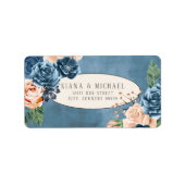 Étiquette Rose Blue/Peach Mariage ID584 (Devant)