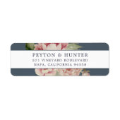 Étiquette Rose Blush | Adresse de retour Floral (Devant)