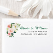 Étiquette Rose Blush Flowers Verdure Floral Adresse de retou (En situation)