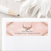Étiquette Rose Blush Rose Floral Deer Antlers Boho Chic (En situation)