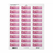Étiquette Rose botanique texturée à floraison rose vibrant (Feuille entière)