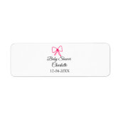 ÉTIQUETTE ROSE BOW SIMPLE BABY SHOWER AJOUTER LE NOM DATE MI (Devant)