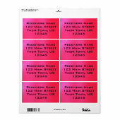 Étiquette Rose chaud métallique (Feuille entière)