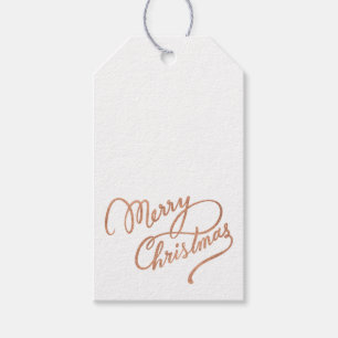 Étiquette rose de cadeau de Joyeux Noël d'or