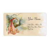 ÉTIQUETTE ROSE DE DOUCHE BÉBÉ STORK (Devant)