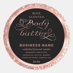 Étiquette rose de luxe en or glittery script corps