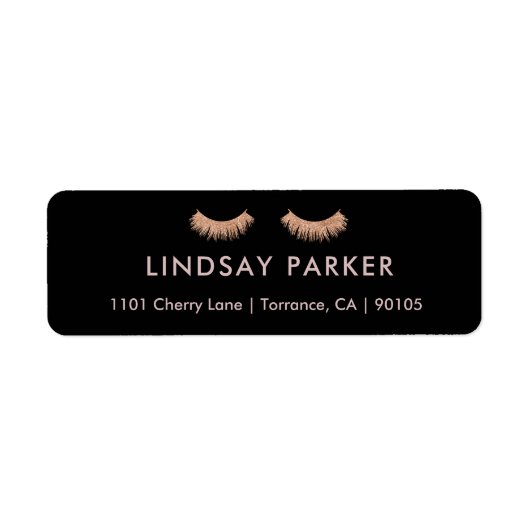 Étiquette Rose d'or Eyelash maquillage retour Adresse Étique (Devant)