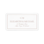 Étiquette Rose élégant Monogram Mariage Adresse de retour (Devant)