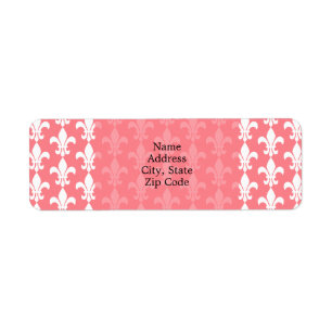 Étiquette Rose et blanc Fleur de Lis Motif