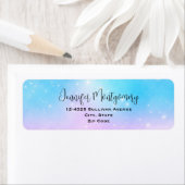 Étiquette rose et bleu Pastel Gradient Sky Adresse (En situation)
