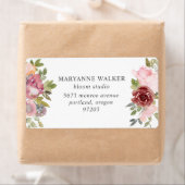 Étiquette rose et bordeaux Adresse de retour Label (En situation)