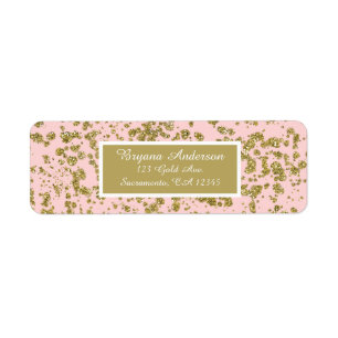 Étiquette Rose et or Paillettes Éclaboussures Féminin Glamou