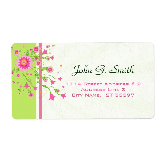 Étiquette Rose et vert Abstrait design floral-léger 2 (Devant)