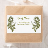 Étiquette Rose Etching Blanc Golden Custom Livraison Étiquet (En situation)