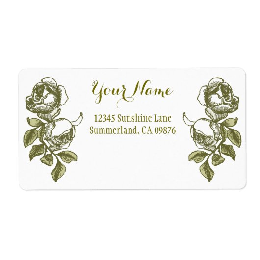 Étiquette Rose Etching Blanc Golden Custom Livraison Étiquet (Devant)