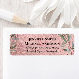 Étiquette Rose Eucalyptus Feuille Foil Look MARIAGE