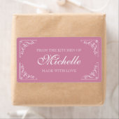 Étiquette Rose Fabriqué avec amour De la cuisine du étiquett (En situation)