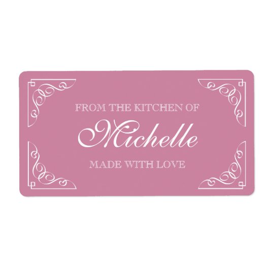 Étiquette Rose Fabriqué avec amour De la cuisine du étiquett (Devant)