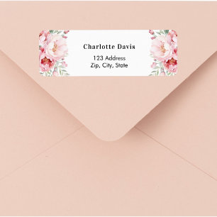 Étiquette Rose fleurs roses adresse de retour