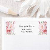 Étiquette Rose fleurs roses adresse de retour (En situation)