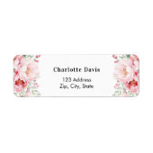 Étiquette Rose fleurs roses adresse de retour (Devant)